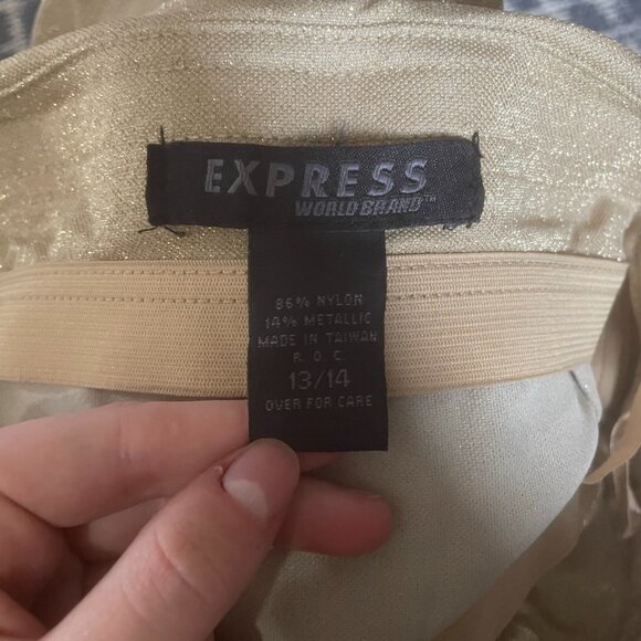 Express Gold Shimmer Halter Dress – Size 13/14 - Picture 3 of 3